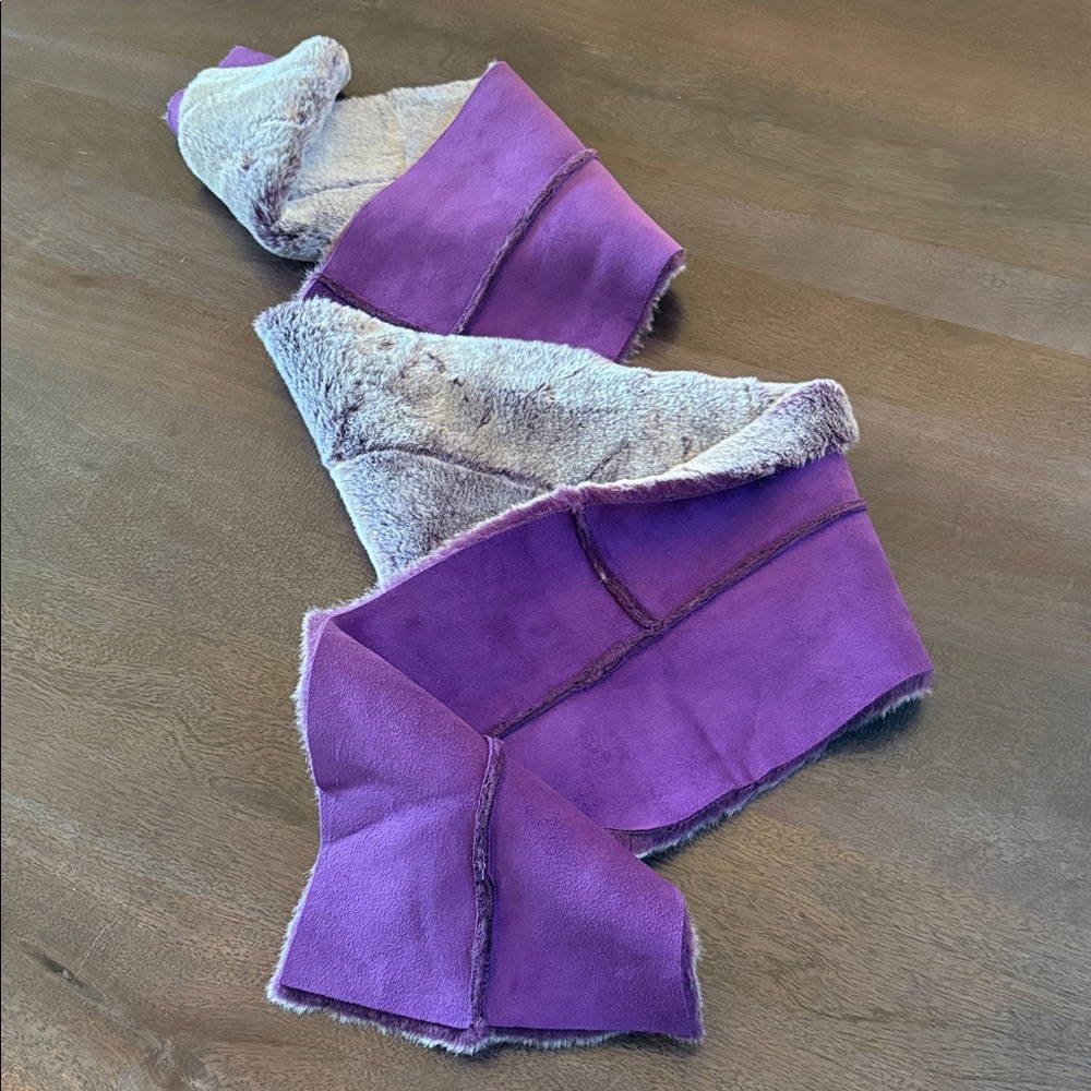 Fownes Purple Faux Fur and Faux Suede Scarf